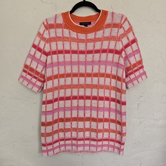 Ann Taylor Knit Pink Orange Short Sleeve Sweater - Picture 2 of 11